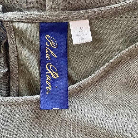 Blue Rain Olive Green Embroiderer Floral Midi Length Dress, Size Small - Picture 3 of 6